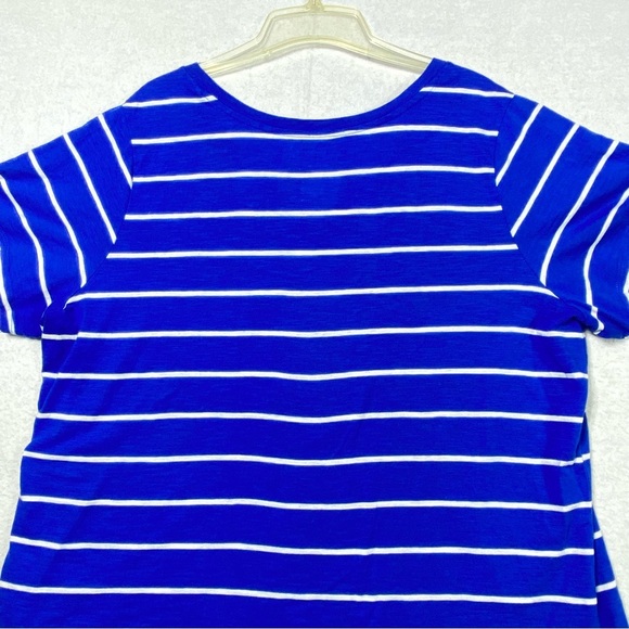 Sonoma Everyday Tee Women's 1X Blue White Striped Short Sleeve V Neck Casual Top - Picture 6 of 9